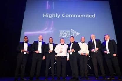 David Pipes, associate director of estates and facilities at Nottinghamshire Healthcare (second from the right), alongside others from the night who were highly commended in their respective categories.