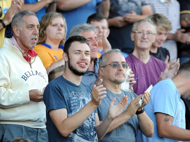 Mansfield Town fans watch the 2-1 win over Sheffield Wednesday on 24 July 2018.