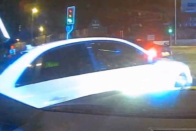 A trio of suspects were arrested after police caught up with a speeding vehicle that rammed a police car