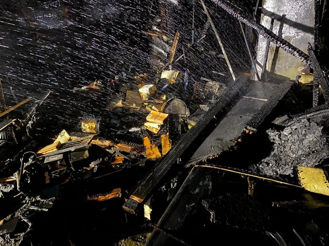 The shed was destroyed.