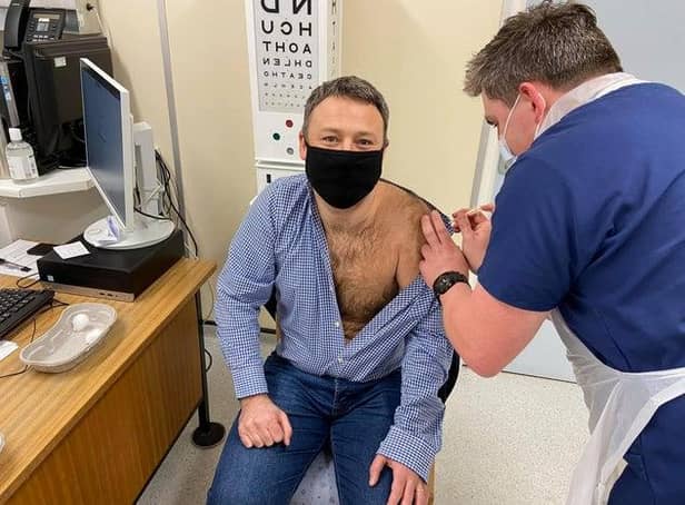 Mr Clarke-Smith said he 'wasn't expecting' to get the vaccine at Retford Hospital, otherwise he would 'have worn a t-shirt'.
