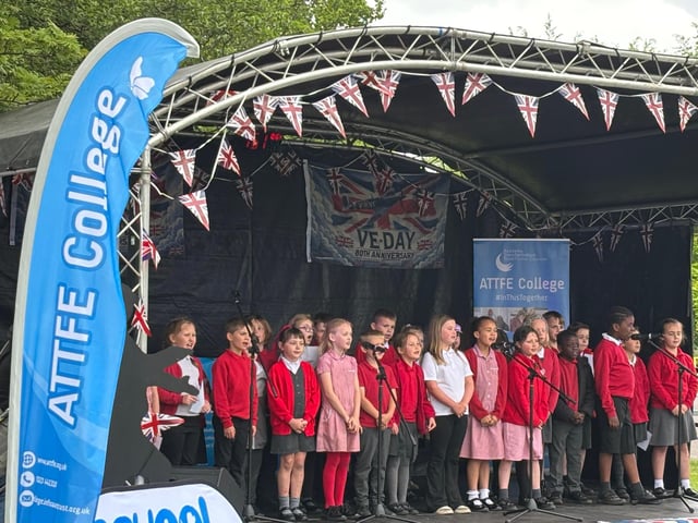 A wartime song and dance spectacle saw children from local schools on stage