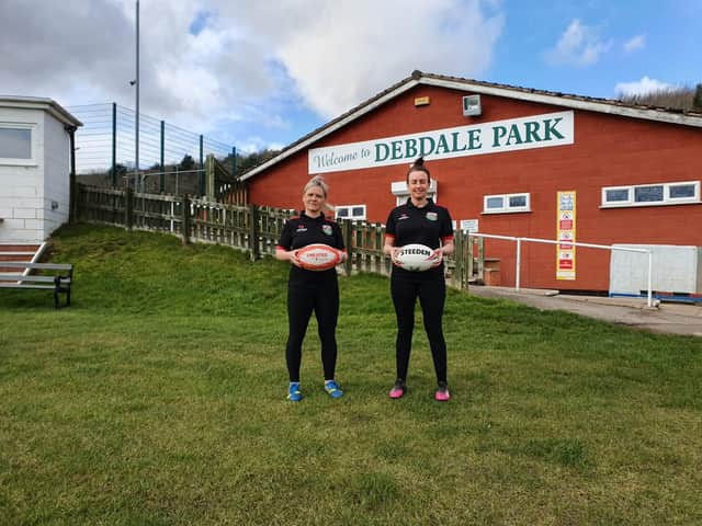 Emma Chapman, left, and Victoria Fagen at the club's Debdale Park home, where it is hoped female rugby league will soon be a regular fixture.