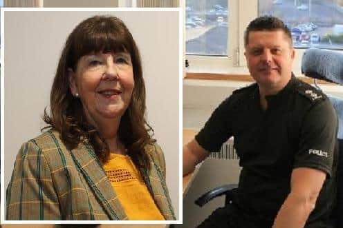Insp Nick Butler and Coun Marion Bradshaw.