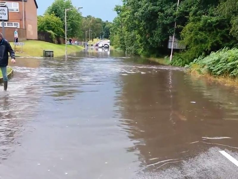 Flooding on Oak Tree Lane, Mansfield, in 2014