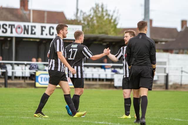 Josh Pickering celebrates Clipstone’s second goal of the day. Pics by Dan Walker.