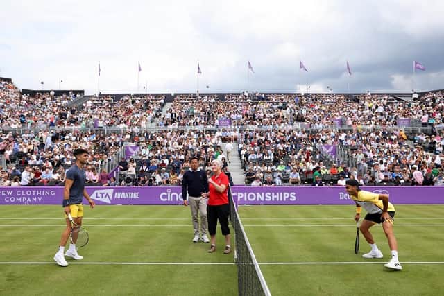 Caroline Jones, from Sutton Churches Tennis Club, is pictured representing the club at the cinch Championships Queens Tennis in June.