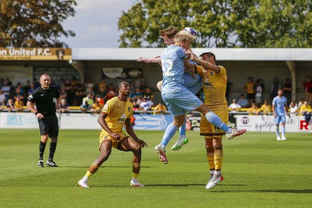 Action from Mansfield Town's Sky Bet League 2 match against Sutton Utd FC at the VBS Community Stadium. Photo Chris Holloway / The Bigger Picture.media
