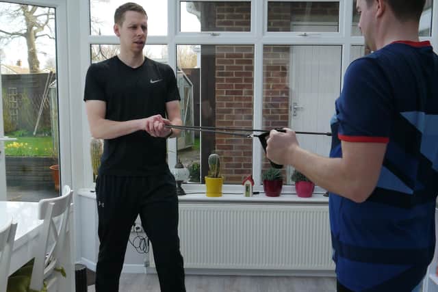 An exercise ban gives a good range of exercise and takes up little space.