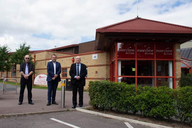 Announcing the deal at Hucknall Leisure Centre are, from left, Coun Jim Blagden, Coun Jason Zadrozny and CounJohn Wilmott