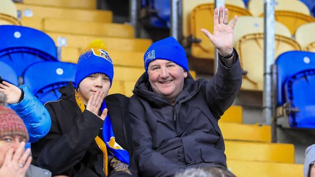 Mansfield Town fans ahead of the draw with Colchester United.