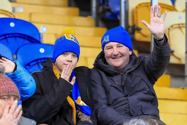 Mansfield Town fans ahead of the draw with Colchester United.