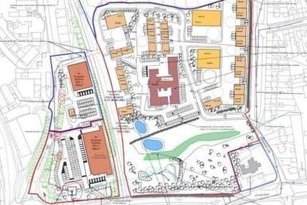Welbeck Estates' planning application for a large mixed use development at Bolsover Business Park, off Woodhouse Lane, in Bolsover, with employment and retail units and a drive thru takeaway, courtesy of BDC.