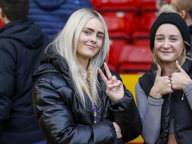 Stags fans watch the Sky Bet League 2 match against Walsall FC at the Bank's Stadium.