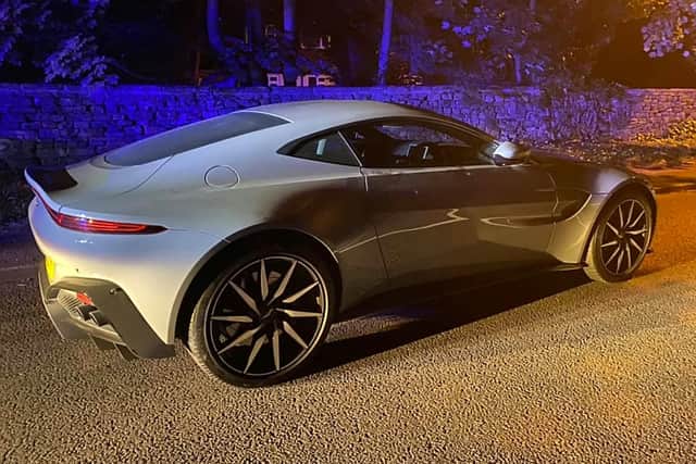 Police seized a £150,000 Aston Martin in the early of hours of Monday,.