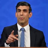 Chancellor of the Exchequer Rishi Sunak hosts a press conference in the Downing Street Briefing Room.
