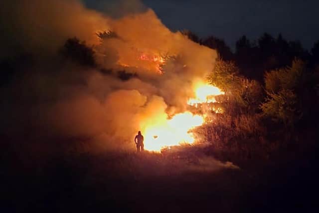 Fire at Brierley Forest Park in Sutton. Image: Nottinghamshire Fire and Rescue Service.