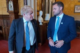 Mansfield MP, Ben Bradley, with Prime Minister Boris Johnson after Prime Minister’s Questions
