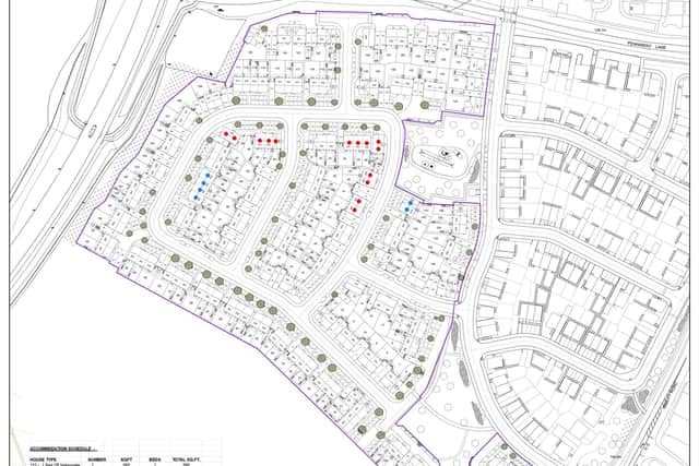 A map of the proposed site for 178 affordable houses.