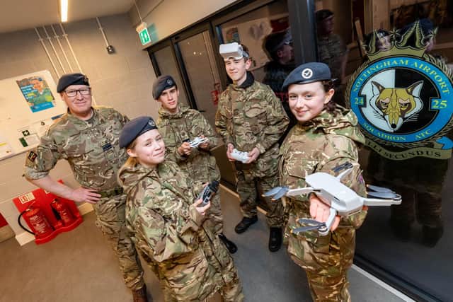 Members of the 2425 Squadron Air Cadets with their new drones