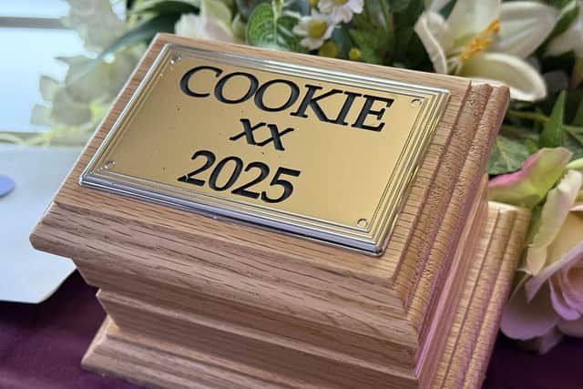 Ashes of Cookie at Nottingham Pet Crematorium. Photo by Robert Rathbone.