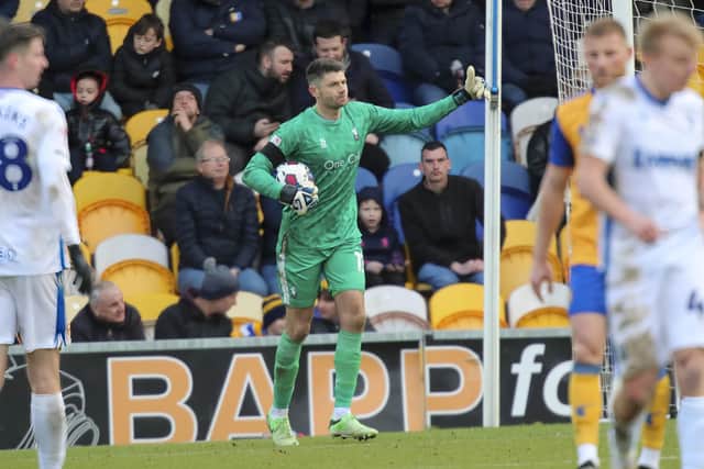 Scott Flinders - deserved clean sheet for him and the team in Saturday's win against Gillingham at the One Call Stadium. Photo by Chris Holloway/The Bigger Picture.media.