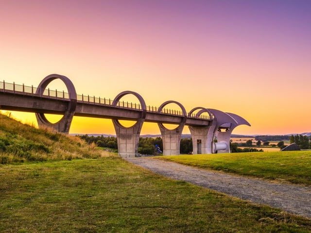 Completed in 2002, the Falkirk Wheel connects the Union Canal with the Forth & Clyde Canal via a fantastic piece of engineering. Boat trips are run from the visitor centre, with bookings being taken now.