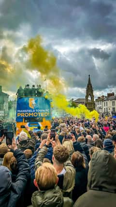 On Sunday, April 28, fans welcomed Mansfield Town FC team during an open-top bus parade in Mansfield town centre. Emily Bradley shared a fantastic photo of the event.