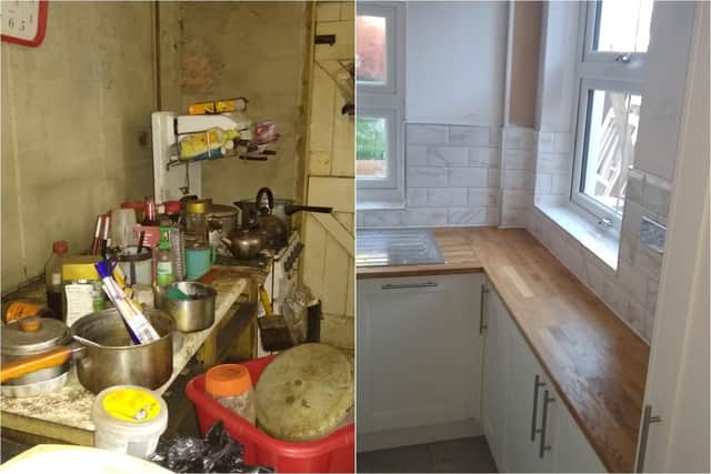 The kitchen was full of dirty pots, grease and expired food.