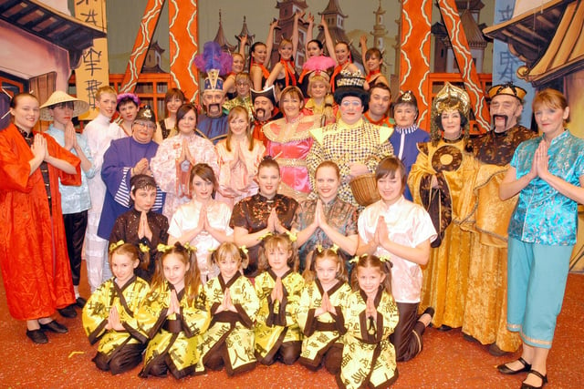 Cast members of the Mansfield Hospitals Theatre Troupe's production of Aladdin pictured at the Palace Theatre in 2007.