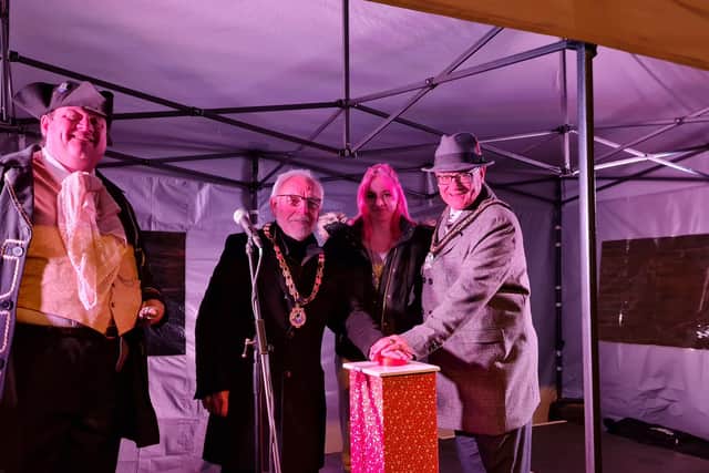 Switching on the Christmas lights in Kimberley. Photo by The Nugget.
