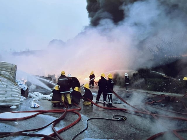 Hoses were filled with nearby bodies of water to help extinguish the flames. Fire crews from as far away as West Bridgford were present.