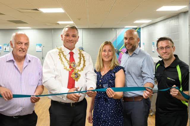 Brian Taylor, Coun Andy Burgin, Marie Clay, council leisure manager, Dave Evans, council head of Health and Communities and Adam Spooner, facility manager at Oak Tree.