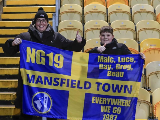 Mansfield Town fans ahead of the defeat to MK Dons.
