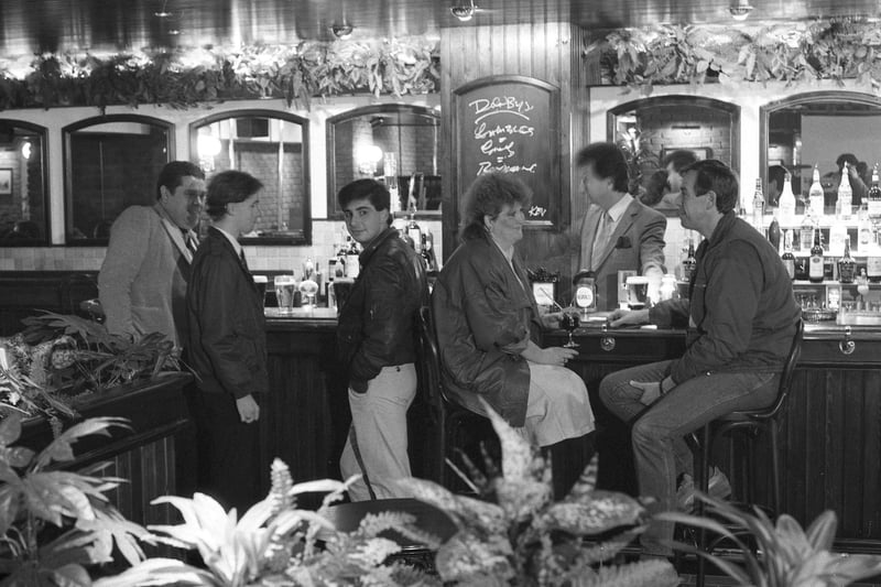 Saying cheers at Digby's in 1985.