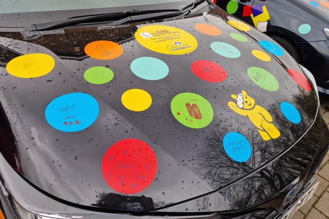 Tim decorated his car with spots during the appeal.