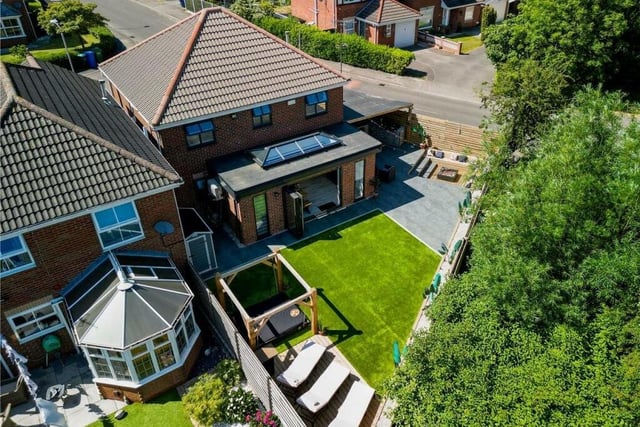 The last photo in our gallery is another bird's eye view, this time showing the rear of the £375,000 house, with bi-folding doors opening out on to a sun-filled garden..