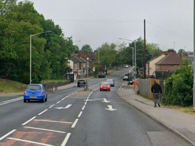 Southwell Road West, Mansfield, opposite junction with King George V Avenue.