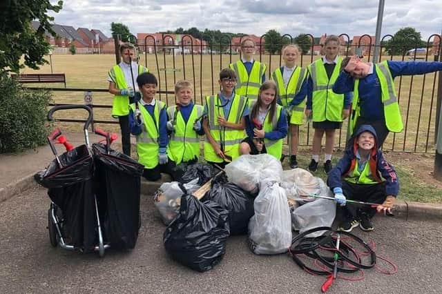 Year 6 students from Bilsthorpe Flying High Academy collected 10 bags of rubbish during their litter pick of Crompton Road Park.