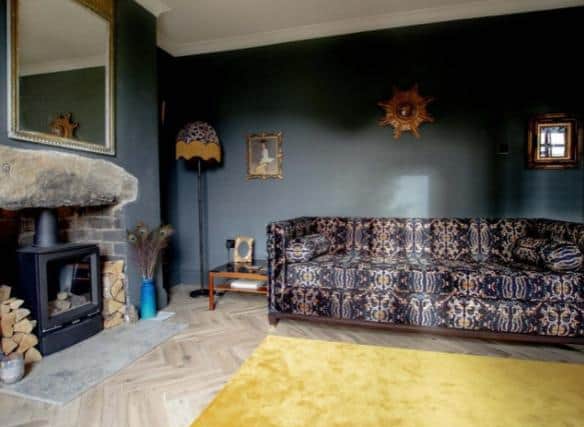 The snug with House of Sloan sofa in Anna Hayman fabric.