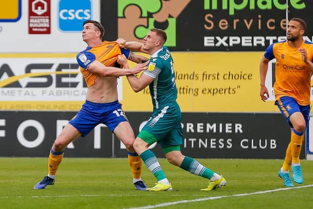 Stags had no luck with officials all weekend - this was not deemed a foul Oli Hawkins on Friday. Photo by Chris Holloway/The Bigger Picture.media.
