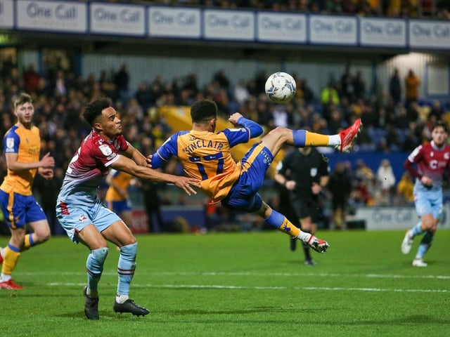 Tyrese Sinclair in spectacular action against Scunthorpe United.