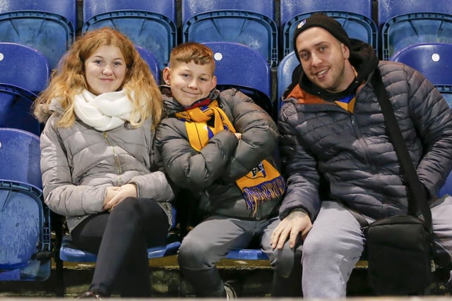 Mansfield Town fans are pictured before the defeat to Bradford City.