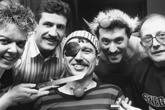 Trevor Staddon prepares to lose his moustache during a sponsored shave in South Tyneside. Pictured from the left are Ronnie Scott, John Glenwright and John Tighe with Susan Glenwright ready to do the shave.