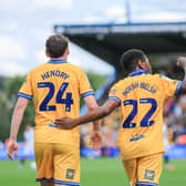 Mansfield Town midfielder Nathan Moriah-Welsh (22) celebrates his 1st half goal during the Sky Bet League 1 match against Luton Town FC at the One Call Stadium, 30 Aug 2026, Photo credit Chris & Jeanette Holloway / The Bigger Picture.media