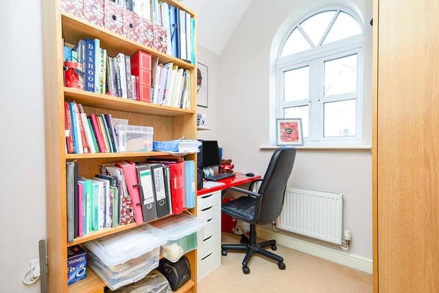 As you can see, the smallest of the four bedrooms can easily be converted into a home office. The arched window overlooking the front of the £290,000 property is a nice, quirky touch.
