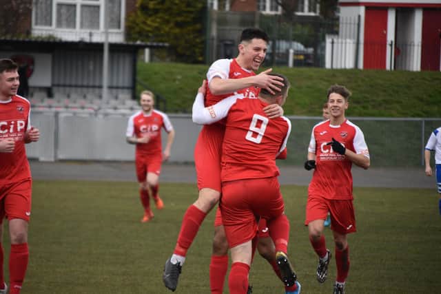 Ross Duggan opens the scoring in AFC’s 7-0 FA Cup thrashing of Sleaford Town.