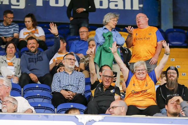 Mansfield Town fans watch the Stags first home win of the season against Tranmere Rovers.