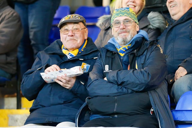 Stags fans pictured during the 2-2 draw at Hartlepool.