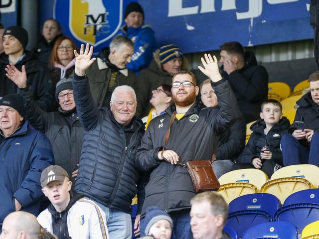 Mansfield Town fans before the 4-1 win over Doncaster Rovers.